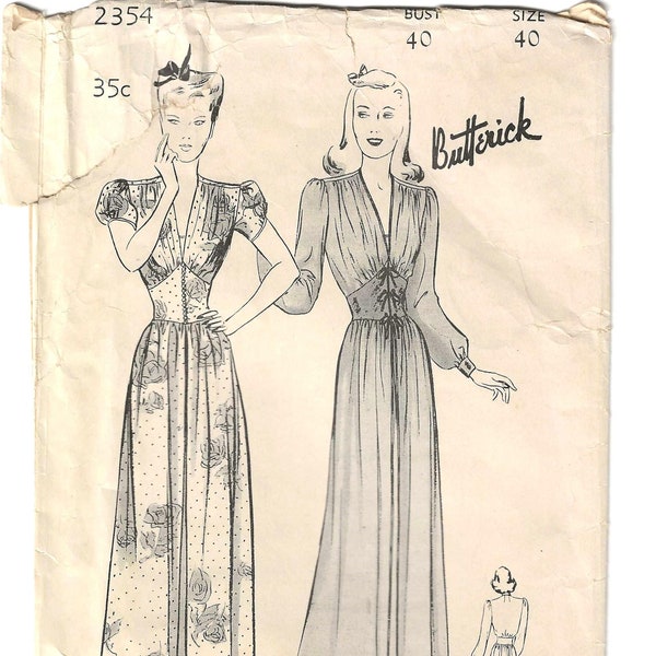 Vintage 1940s Pattern – Silver Screen Negligee, Lingerie, Dress - Bust 38” (96.5cm)