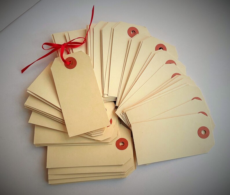 Manila Paper Tags, Set of 50, Gift Tags, Price Labels, Size 3 Hang Tags, 3 3/4 X 1 7/8, Journals