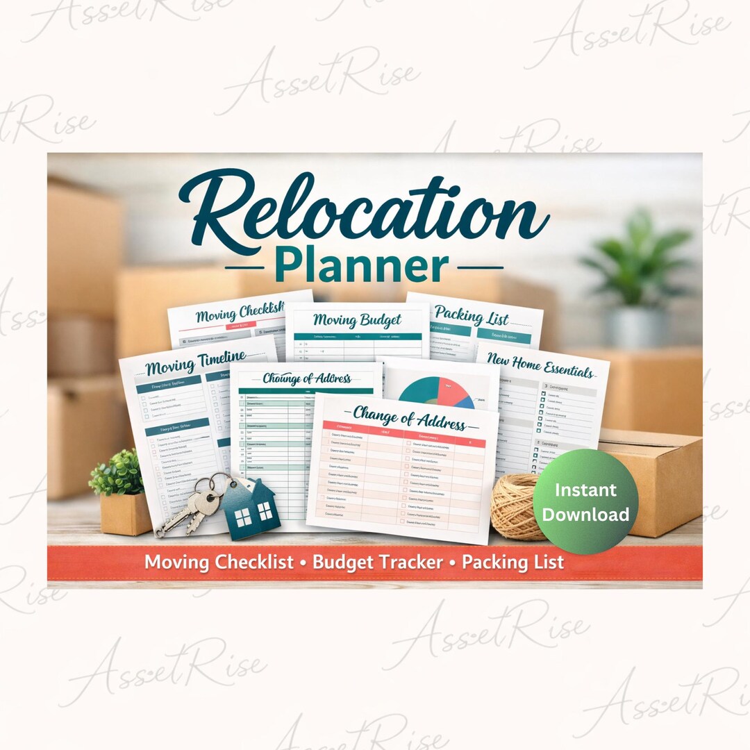 Printable Relocation Planner, Moving Checklist, Budget Tracker (instant ...