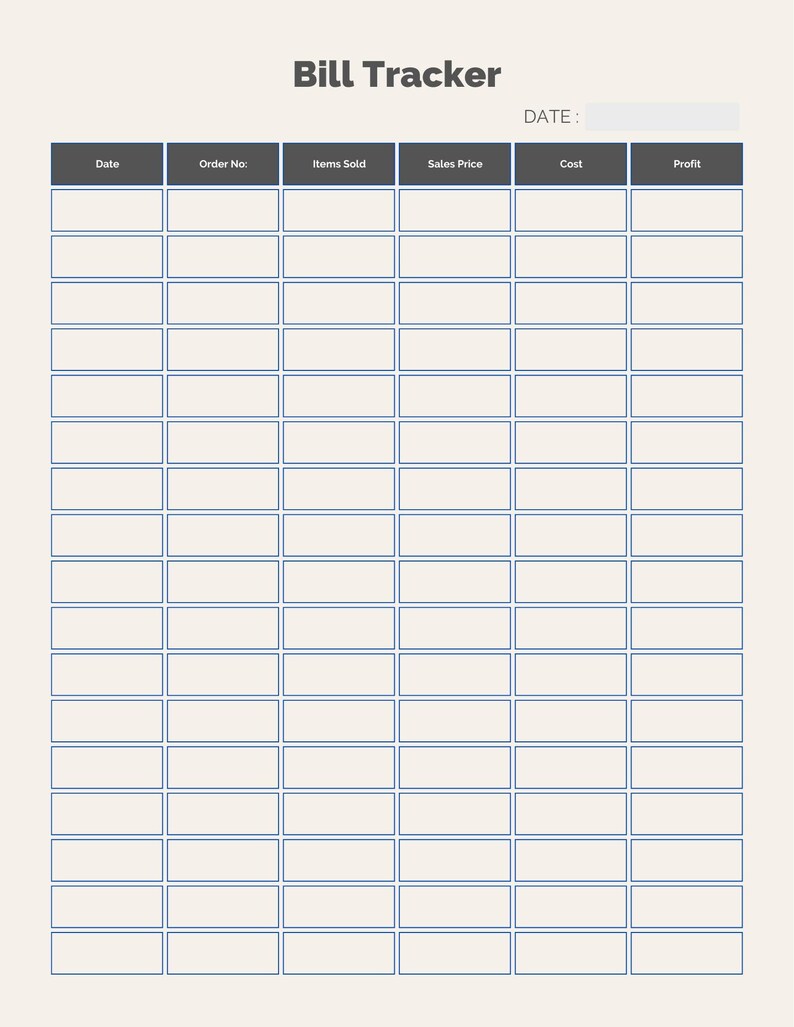 Minimalist Bill Tracker Printable | Monthly Expense Organizer PDF ...