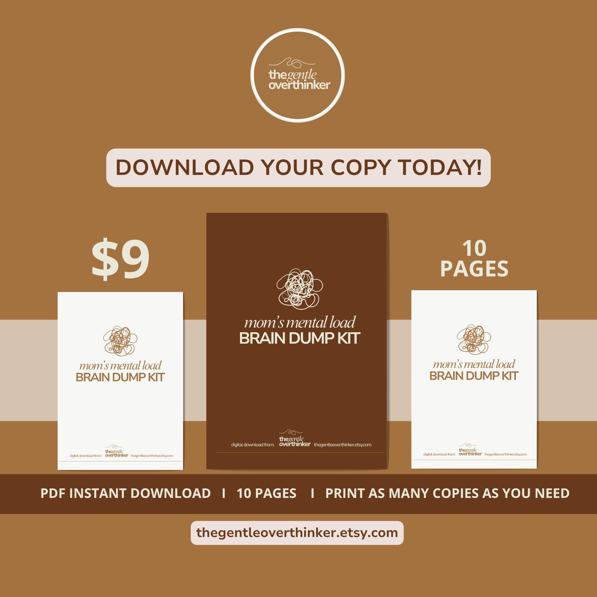 Mom's Mental Load Brain Dump Kit | Printable Worksheet Planner | PDF ...