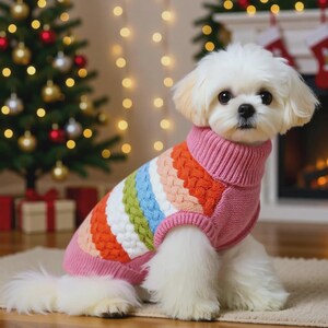 Knitted Dog Sweater Kit for Small Dogs, Soft Winter Turtleneck Pet Vest with Size Guide & Care Tips, Cozy Dog Outfit