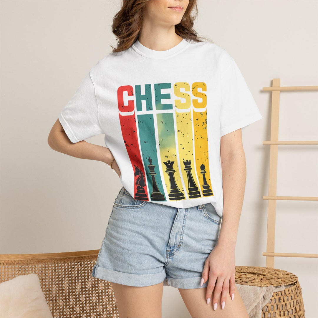 Chess Pattern Shirt Retro Chess Pieces T-shirt | Vintage Color Block Chessboard Design - Etsy