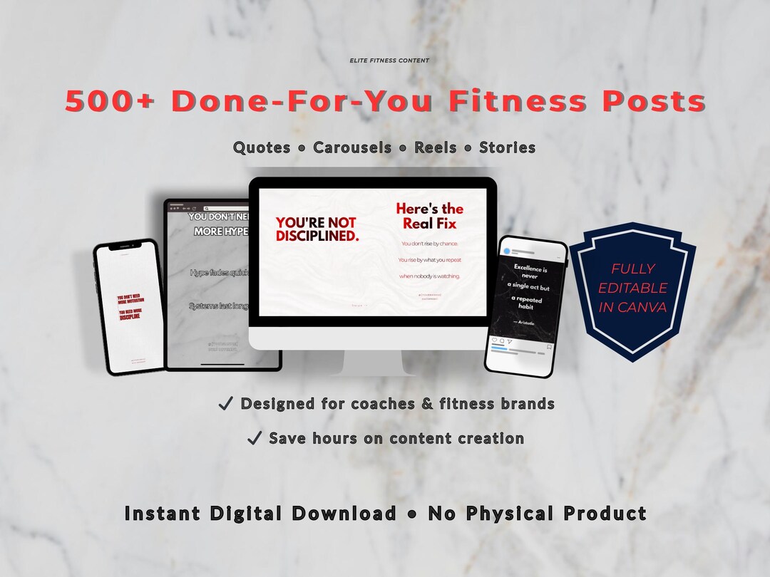Fitness Instagram Templates for Coaches, Gym Social Media Canva Bundle ...