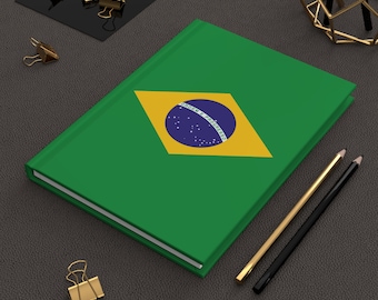 Cuaderno de tapa dura mate con bandera brasileña