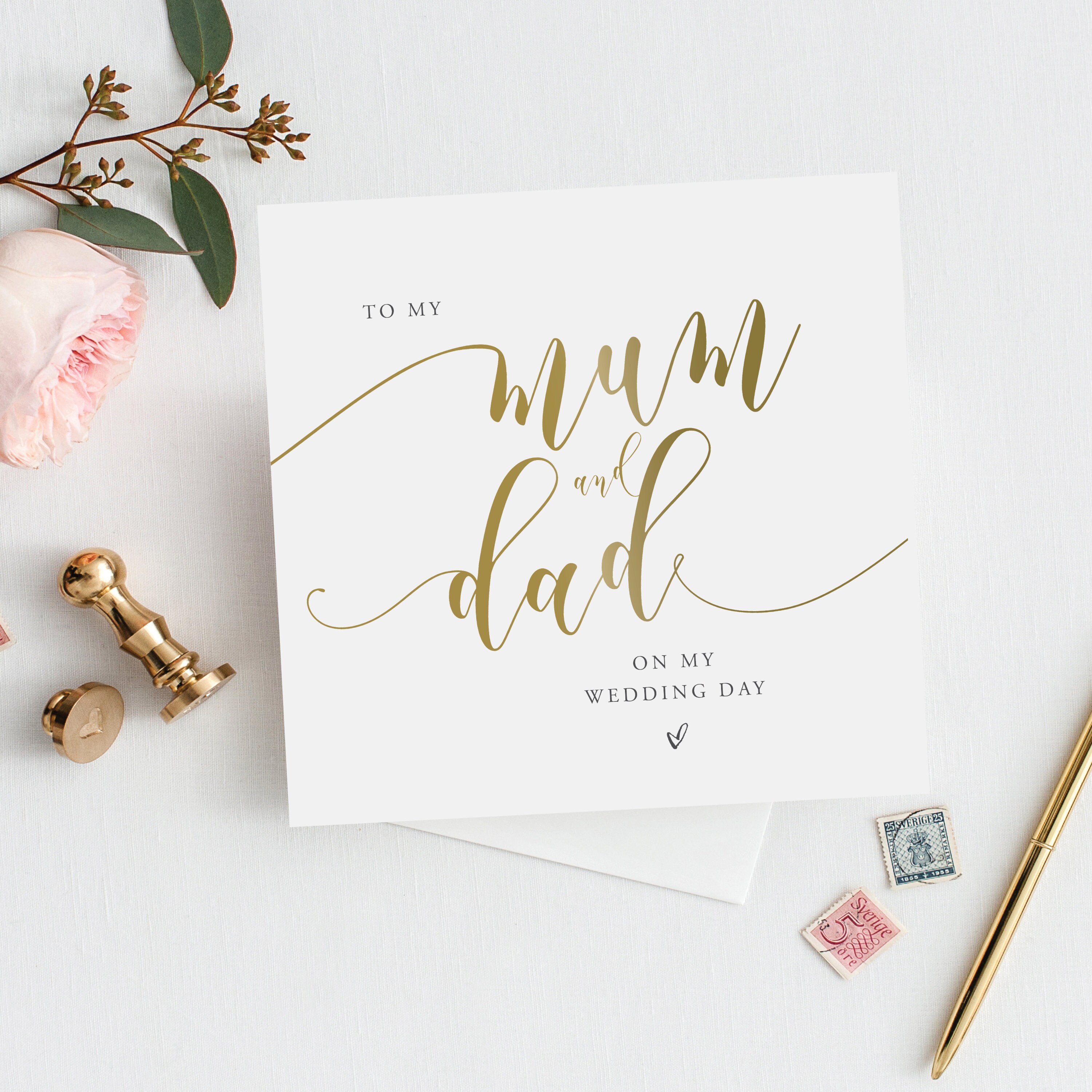 To My Mum Dad On My Wedding Day Card Gold Effect Wedding Etsy