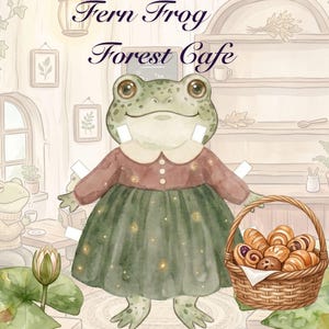 Printable Frog Paper Doll House Quiet Book, Cottagecore Forest Cafe Busy Book, Cut and Glue Woodland Craft for Kids, Homeschool Activity