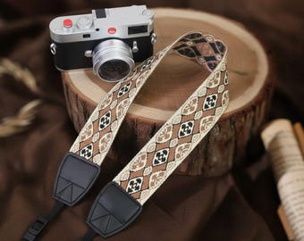 Tracolla per fotocamera con motivo vintage, regolabile in cotone, universale per fotocamere DSLR e mirrorless, regalo per fotografi, per lui e per lei.