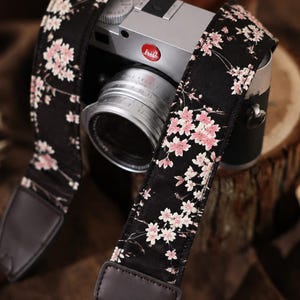 Kamerarem för körsbärsblommor, blommig DSLR-kamerarem, vintage estetisk fotograferingsrem, justerbar halsrem för kameragåva