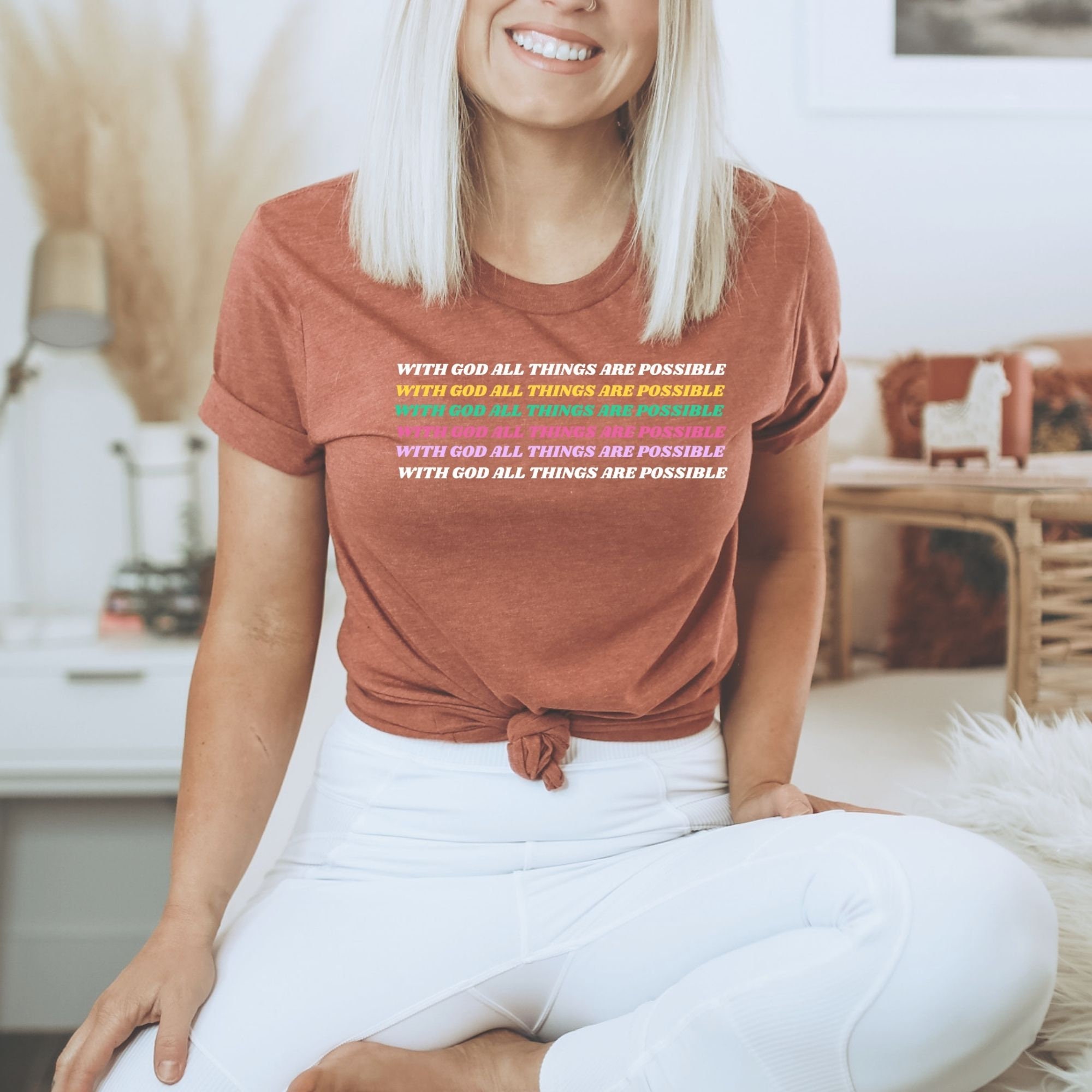 Christian T Shirt With God All Things 