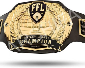 Cinturón personalizado de campeonato de fútbol fantasy: premio resistente y grabable.