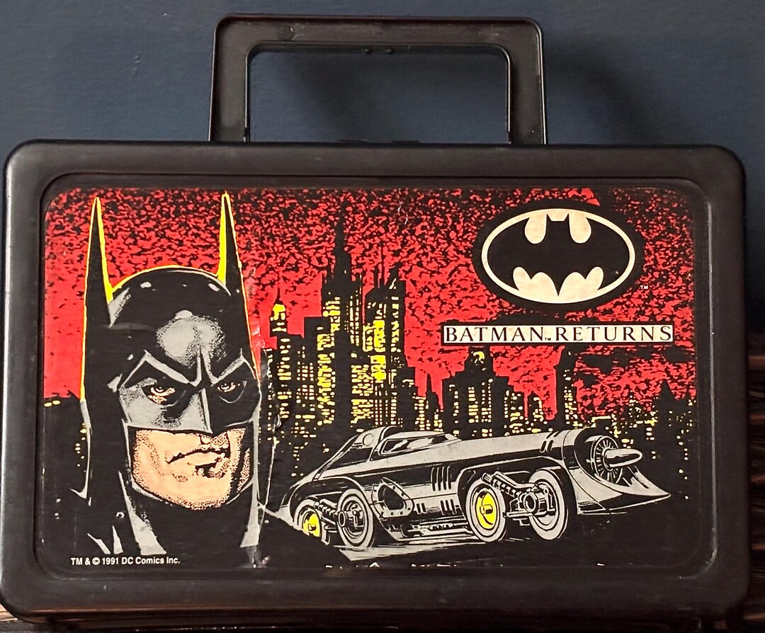 Vintage Batman Returns Pencil Box 1991 DC Comics Batmobile School ...