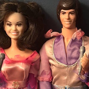 Vintage 1976 Donny & Marie Osmond Doll Set Mattel Original Outfits w Microphones 12”