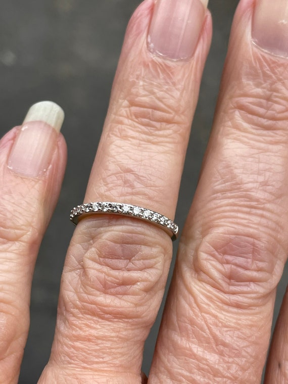 Diamond 14K Gold Wedding  Ring   Stacker band  30… - image 7