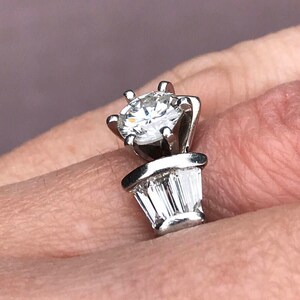 Heavy..one Carat Diamond Center --with .80 Points of Baguettes Diamonds ...