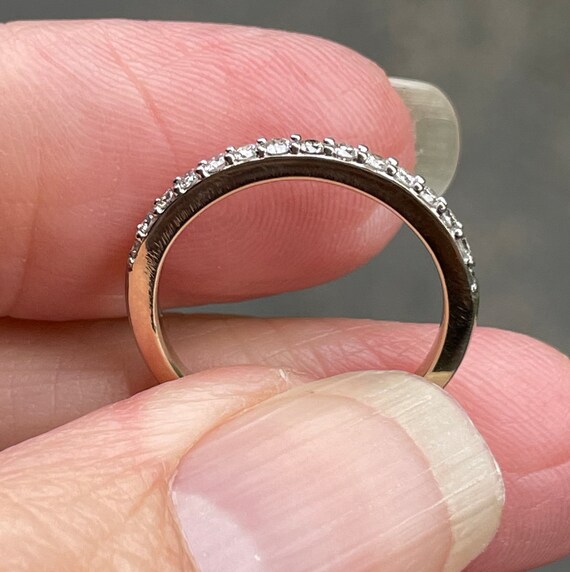 Diamond 14K Gold Wedding  Ring   Stacker band  30… - image 8