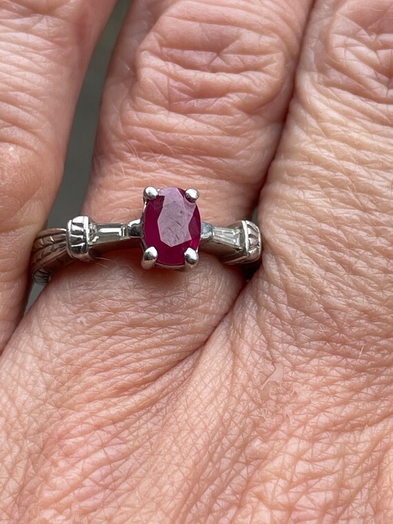 Designer Heavy baguette diamonds and Ruby Platinu… - image 8