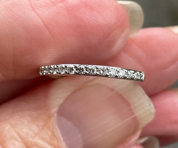 Diamond 14K Gold Wedding  Ring   Stacker band  30… - image 3