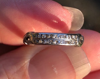 ART DECO  Double Row  platinum and diamond anniversary band 20 points total weight Stacker band wedding band