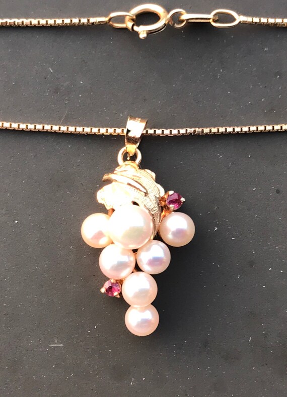 Beautiful  grape pendent with pearls and rubies m… - image 6