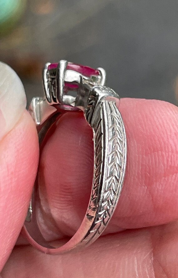 Designer Heavy baguette diamonds and Ruby Platinu… - image 3