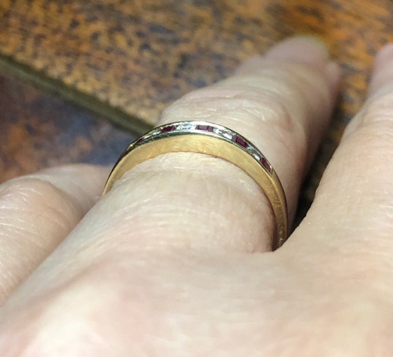 Half Eternity ring Ruby and diamonds  Stacker Rin… - image 4
