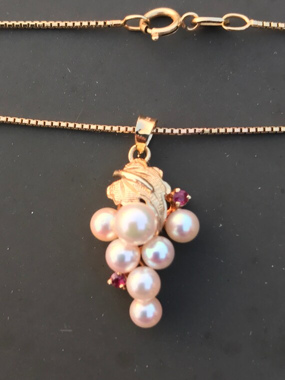 Beautiful  grape pendent with pearls and rubies m… - image 4