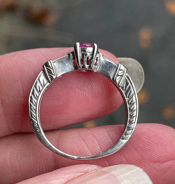 Designer Heavy baguette diamonds and Ruby Platinu… - image 6