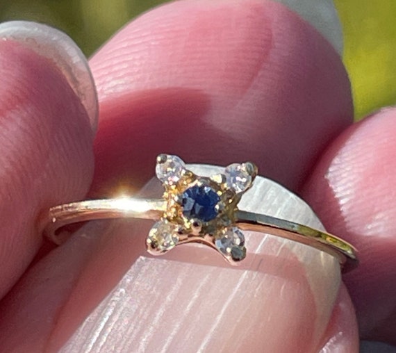 Diamond and Sapphires in 14kt white  and yellow g… - image 1