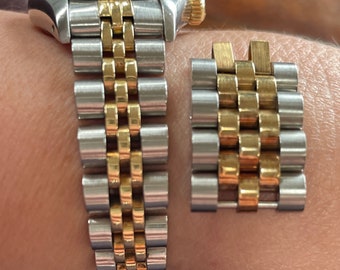 Authentic  mid-size 18KT ROLEX diameter 15.4 across millimeters 18kt yellow and stainless links