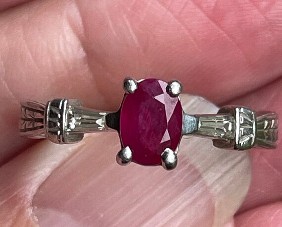 Designer Heavy baguette diamonds and Ruby Platinu… - image 5