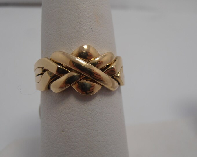 14KT Gold Turkish Puzzle Ring Wedding Ring 10mm Wide Size 7 Etsy