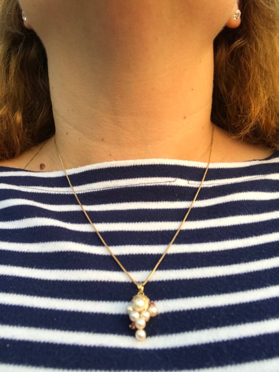 Beautiful  grape pendent with pearls and rubies m… - image 7