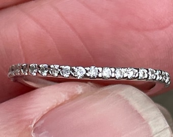 IMPOSSIBLE to find curved 14KT white gold and 25 points of diamonds wedding band right hand ring