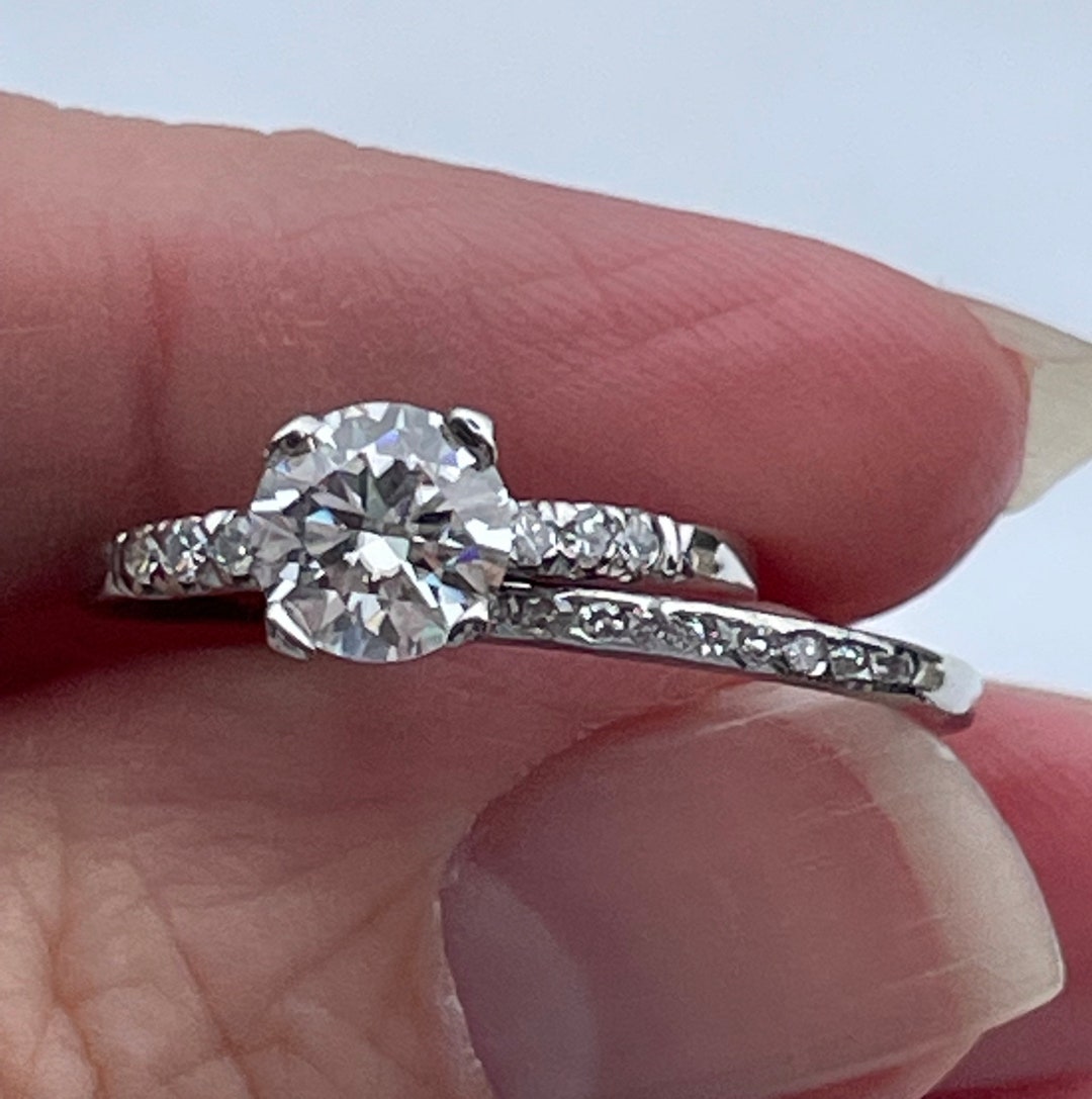 Engagement Ring SET 49 Points of Diamonds Platinum Wedding Ring 1.49 ...