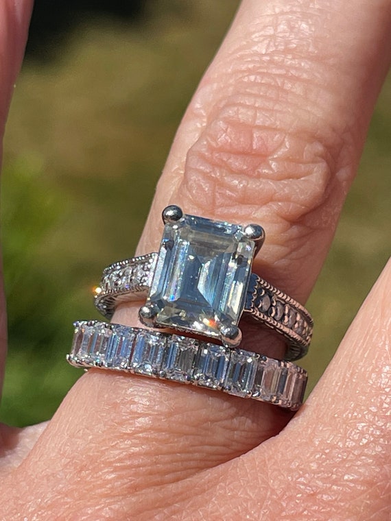 WOW!! 4.08 carats  of diamonds emerald cut Platin… - image 5