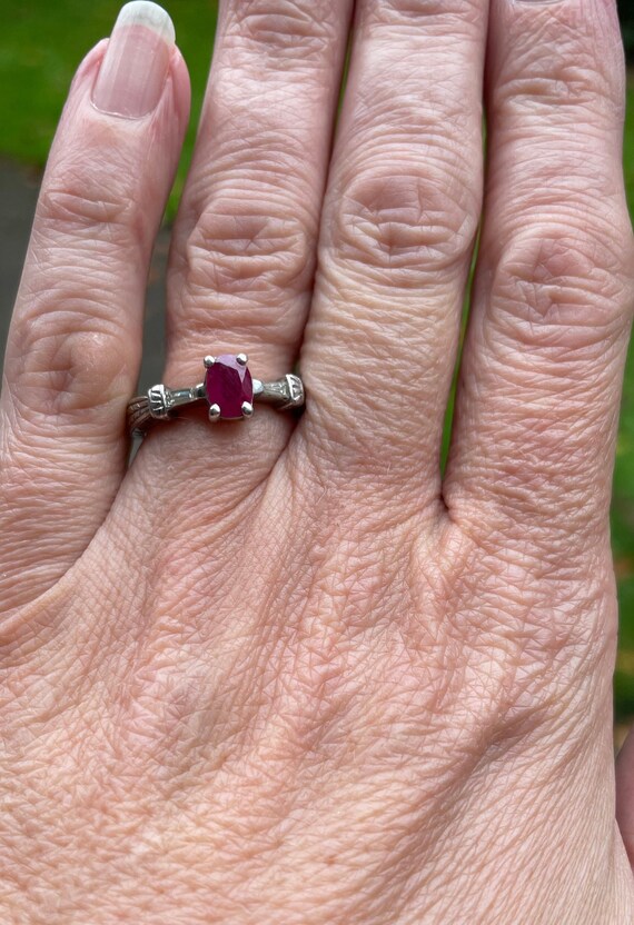 Designer Heavy baguette diamonds and Ruby Platinu… - image 9