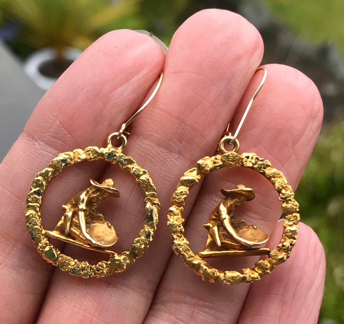 GOLD Nugget Minor Earrings Handmade 24 Carat Panning For Gold Etsy