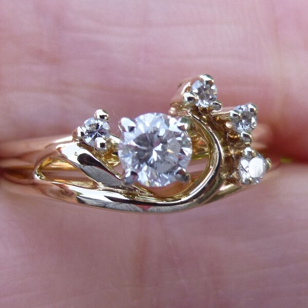 SALE  The Classic Solitaire  30 point total weight  .25 point center  set in 14kt Yellow Gold wedding set engagement ring