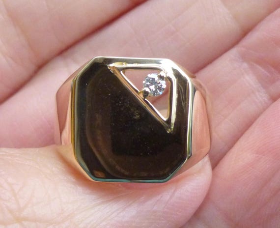 Men's gold signet ring, personalized signet Class
