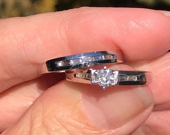 Engagement Set with  53 points of Diamonds  set in  12.2 grams of PLATINUM Wedding band and engagement ring