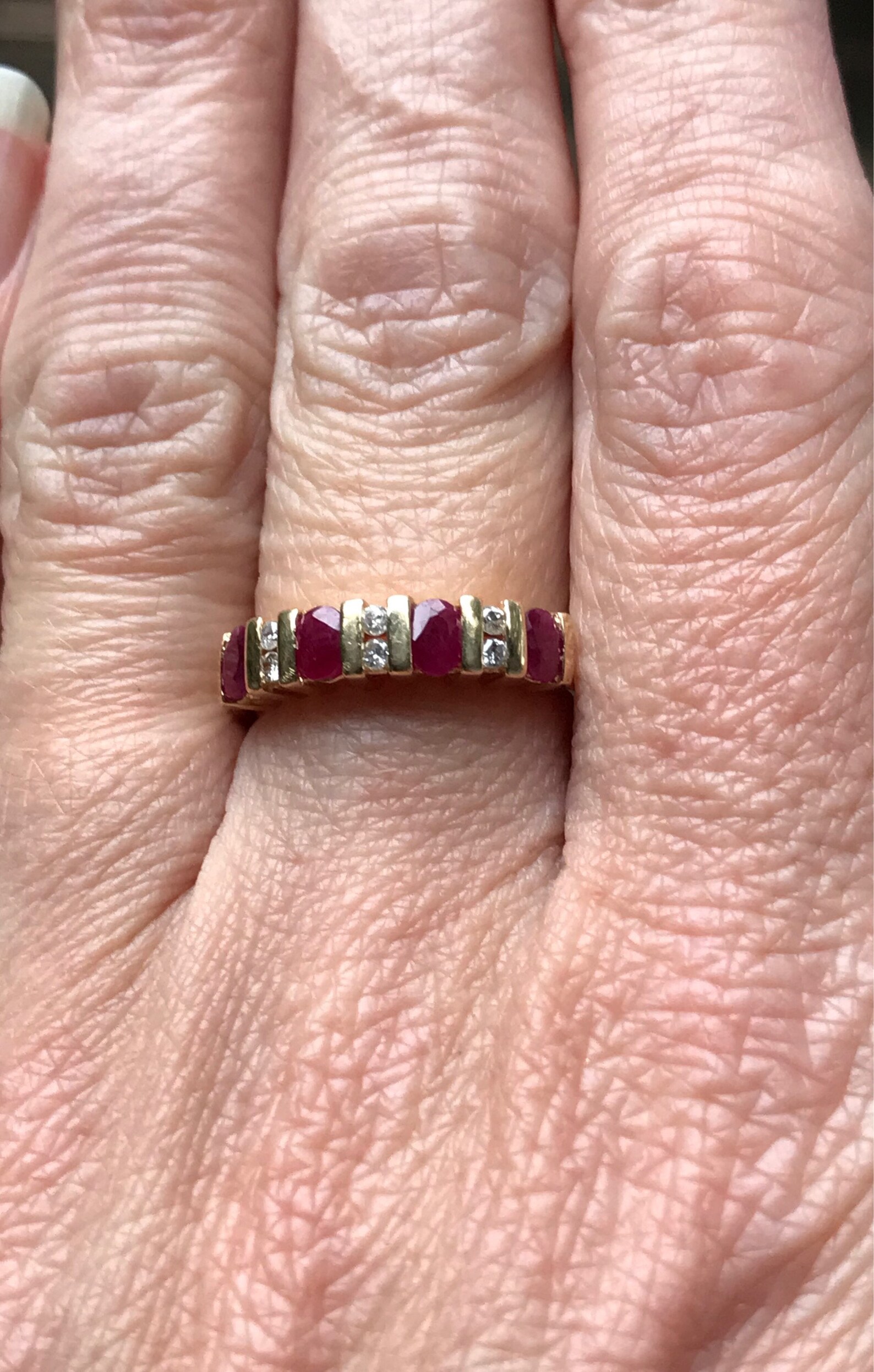 Ruby and Diamond band 14KT yellow Gold Wedding Ring | Etsy
