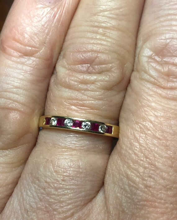 Half Eternity ring Ruby and diamonds  Stacker Rin… - image 8