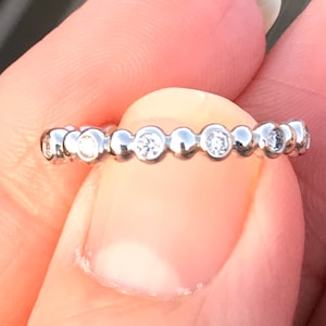 Ladies 18 point BEZEL set Diamond  and  BUBBLE   ring or right-hand ring set in 14kt gold Stacker Band  Eternity Band