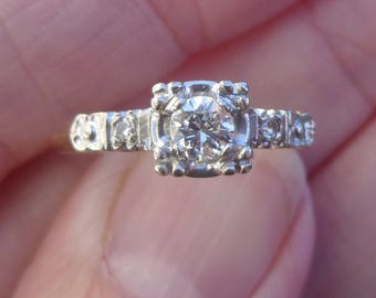 Classic Engagement Ring Round Brilliant cut diamond 25 points   SI G color ..So classic...Single Solitaire