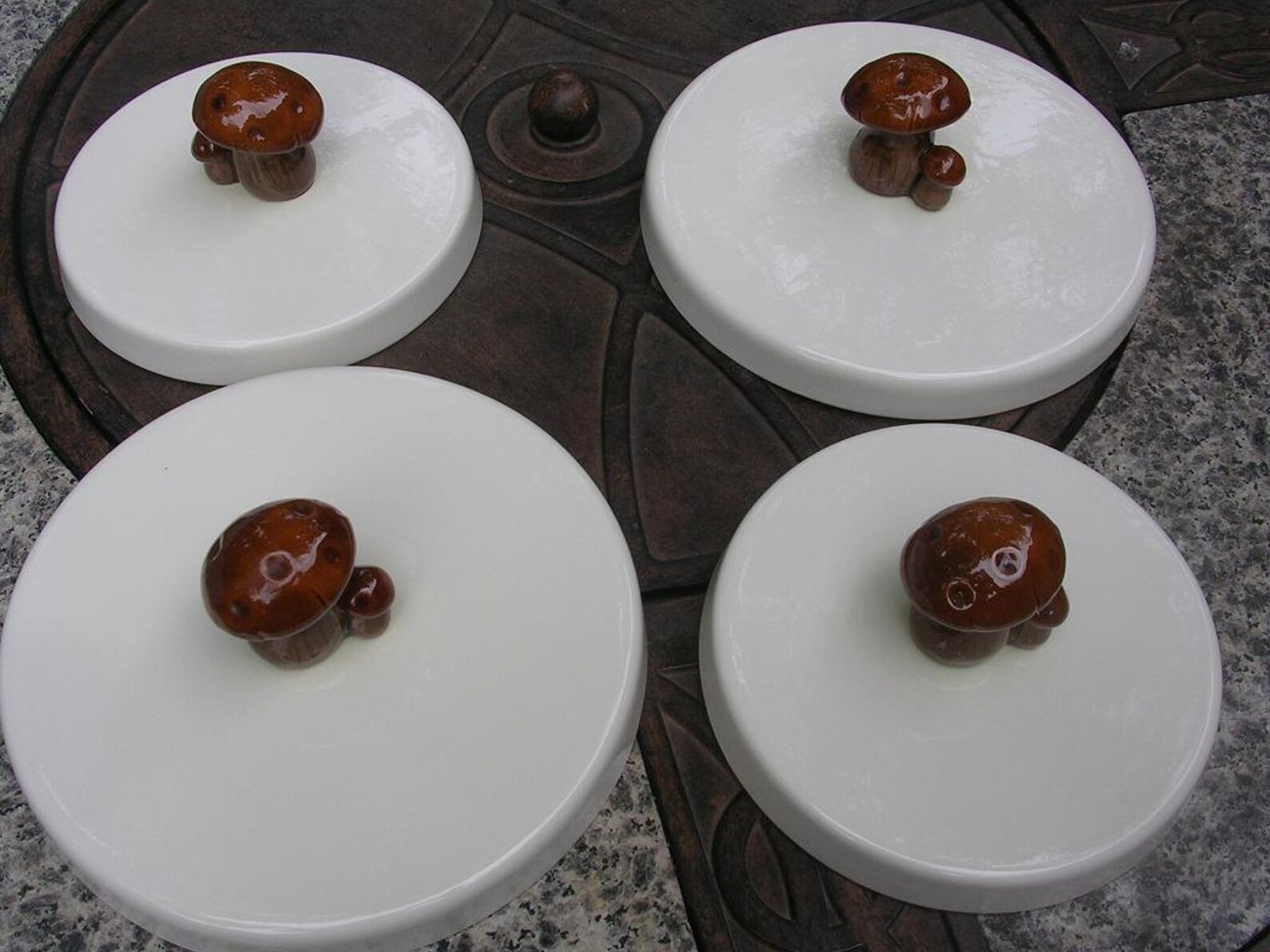Ceramic Stove Top Element Covers White With Brown Mushrooms4 Etsy