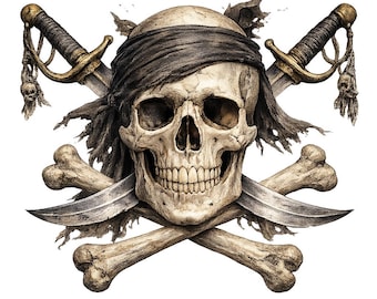 Jolly Roger schedel sublimatie clipart | 300 DPI JPEG | Transparante PNG | 4096 x 4096 pixels | 13,65 x 13,65 inch | Digitale download