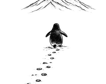 Nihilistische pinguïn SVG, droevige esthetische meme, existentiële pinguïnontwerp, minimalistische dierenkunst, Cricut PNG JPG