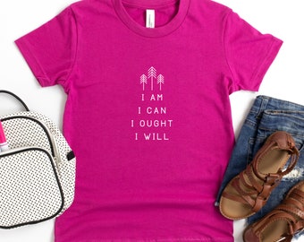 Charlotte Mason “I am. I can. I ought. I will.” Line Art Youth Short Sleeve T-Shirt