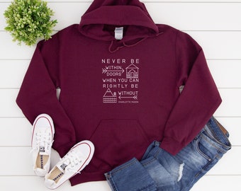 Charlotte Mason “Never be within doors…” Line Art Hooded Sweatshirt